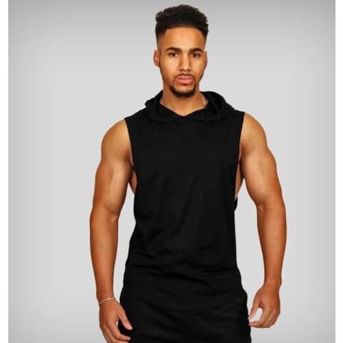New Summer bodybuilding stringer tank top hoody men cotton fitness vest muscle guys plain sleeveless hoodies vest