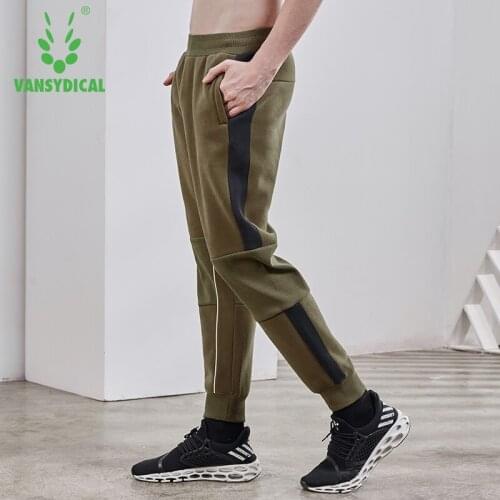 Vansydical Winter Sports Running Pants Mens Loose Cotton Spliced Training Sweatpants Outdoor Workout Jogging Trousers
