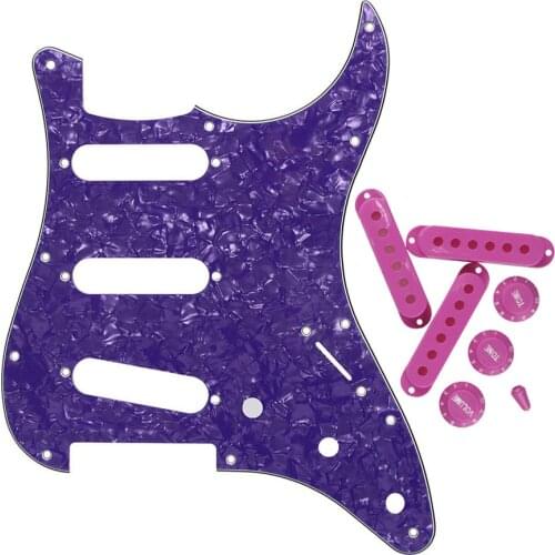 Set of Strat Pickguard SSS 11 Hole 48/50/52mm Pickup Covers Volume Tone Knobs Switch Tips for US FD Strat Modern Style Guitar