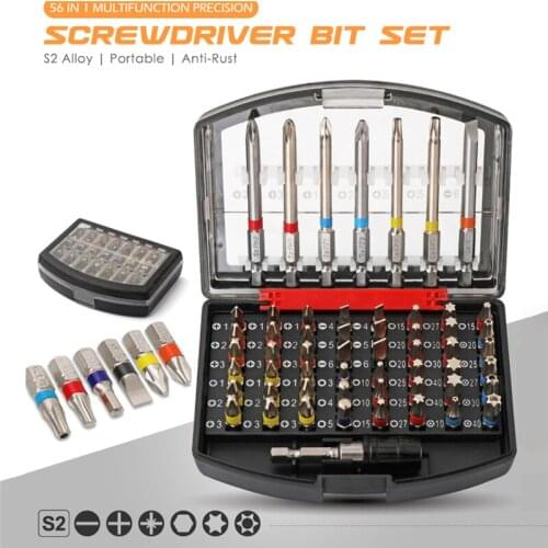 56 Pcs Screwdriver Set S2 Phillips Torx Slotted Extended Magnetic Screw Driver Bits Home Appliances Repair Kit Hand Tools