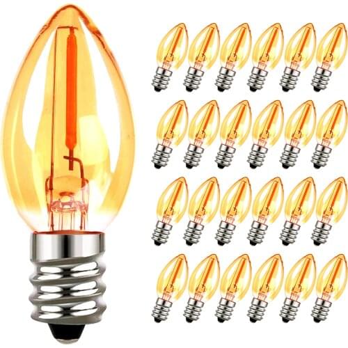 Night Light Bulbs Amber LED C7 Bulb 4W 7W Equivalent E12 110V E14 220V Candelabra Base Nightlight Bulb 0.5W Yellowish 2200K 50LM