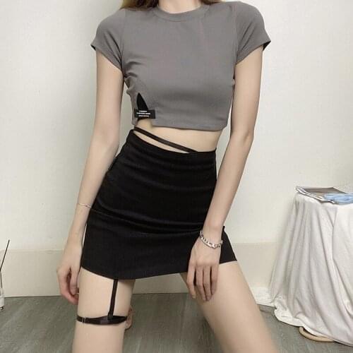 European and American style 2021 spring and summer new womens slim solid color high waist bag hip fashion waist skirt women