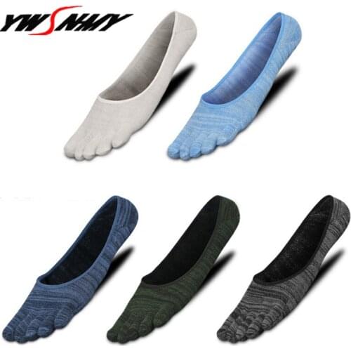 New Men Cotton Five Finger Toe Socks Breathable Split toe Invisible Sock Silicone Nonslip Ankle Sock Anti-skid Asak Boat Socks