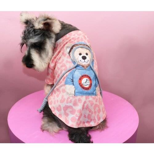 Pet Cat Dog Clothes Summer Small Medium-Sized Dogs Schnauzer Teddy Trendy Clothes Summer Thin T-shirt Bear Cartoon