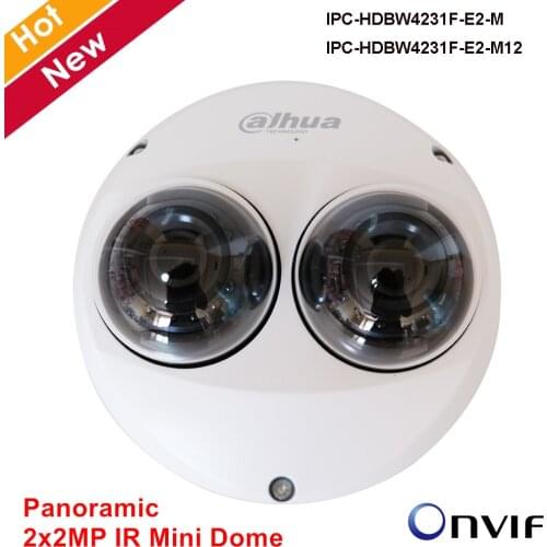 Dahua Panoramic Camera 2x 2MP IR Mini Dome IP Camera H.265 Smart Detection Support POE and SD Card Security camera