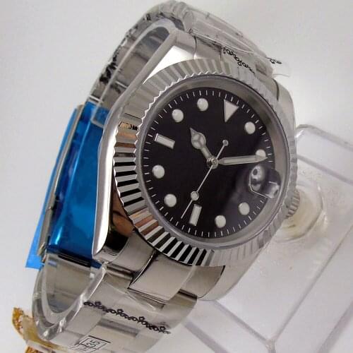 Polished 39mm Automatic Men Watch Sapphire Glass 24 Jewels NH35A MIYOTA 8215 Luminous Dial Middle Polished Oyster Strap