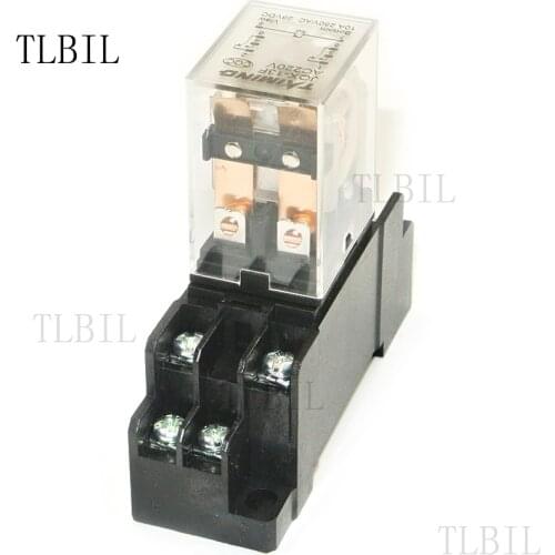 Coil Power Relay 48V 110V 220V/240V AC LY2NJ Miniature Relay DPDT 8 Pins 10A LY2 JQX-13F PTF08A Socket Base