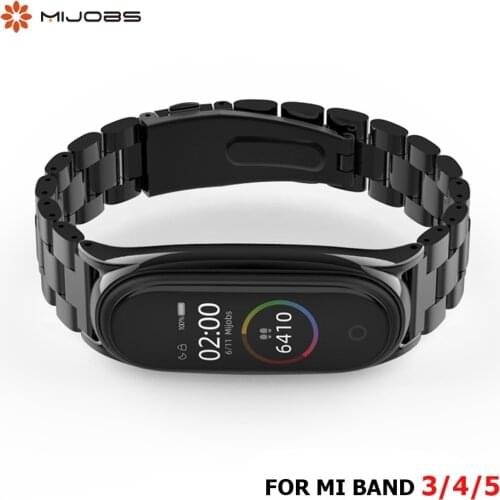 For Xiaomi Band 5 For Mi Band 6 4 3 Strap Stainless Metal Opaska Correa Bend 4 Miband Wristbands Bracelet Pulsera Global Version