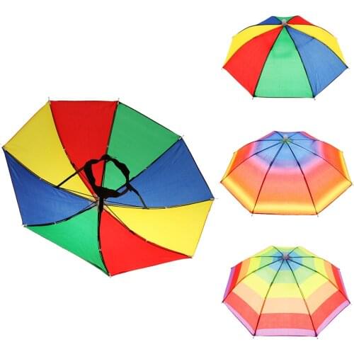 Foldable Umbrella Hat Fishing Hat Hiking Camping Beach Headwear Sun Cap Head Hats Outdoor Sport Fishing Tackle Accessory tool