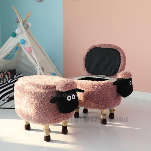 Modern Simple Childrens Cartoon Stool Lamb Dressing Stool Creative Shoe Changing Stools Home Sofa Chair Furniture Decoration