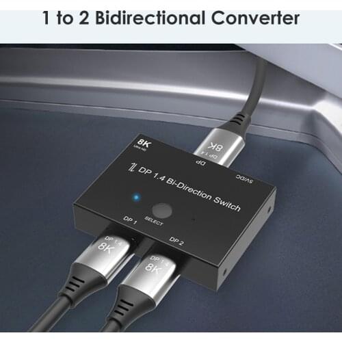 Displayport Splitter DP1.4 Switch Ports Bi-direction 1x2 / 2x1 Displayport Switcher Ultra HD 8K@30Hz 4K@120Hz for PS4 Xbox HDTV