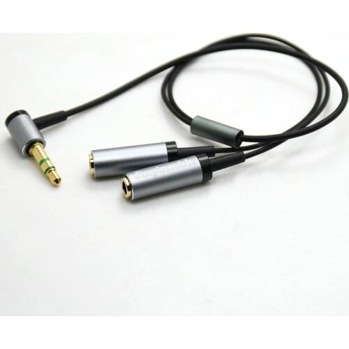 3.5mm Stereo Headphone Audio Cable 90 Degree Angled 3.5mm Splitter Male to 2 Female for Earphone