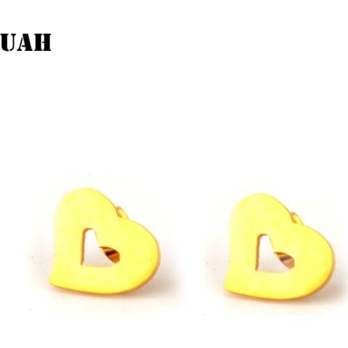 UAH Fashion Studs Stylish Stud Earrings Hollow Stainless Steel Heart Earrings Women Minimalist Jewelry 2018