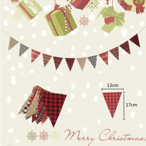 Colourful Latticed Jute Linen Pennant Flags Festival Bunting Banners Party Hanging Wedding Hanging Party Garland for Home Decor