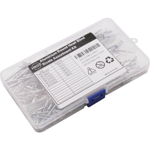 180PCS M3.2*6.4mm -16mm Sliver Aluminium Round Head Blind Rivets Nail Pop Rivets