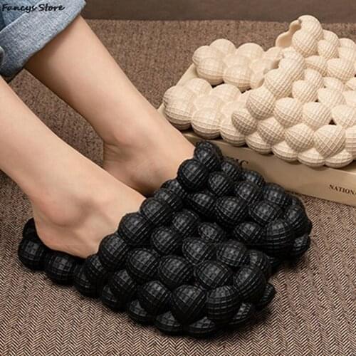 1 Pairs Plastic EVA Comfortable Massage Slippers Bathroom Waterproof Slippers Rainbow Couple Slippers Home Accessory