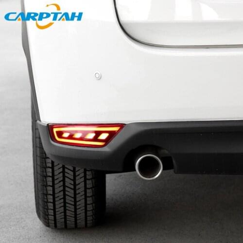 2PCS For Mazda CX-5 CX5 2017 2018 2019 LED Rear Fog Lamp Car LED Bumper Light 3-in-1 Brake Light Turn Signal Indicator Reflector