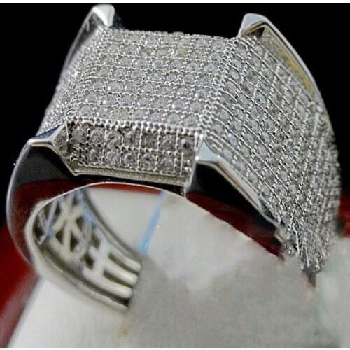 2019 Luxury Silver Full Zircon Anel Big Rings for Women Men Fashion Jewelry Wedding Anillos Engagement Statement Couple Ring