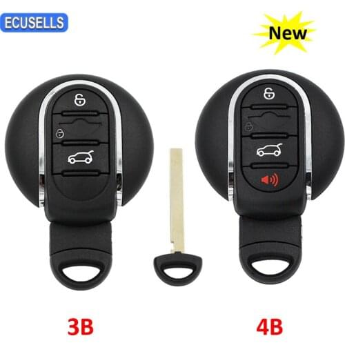 3/4 Button Smart Remote Car Key Shell Case Housing Cover for BMW Mini Cooper 2007-2014 with Emergency Key Uncut Blade