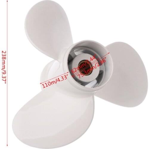 Aluminum Boat Outboard Propeller for Suzuki 9.9-15HP Black 3 Blades 10 Spline Tooth 9 1/4 x 11 964B