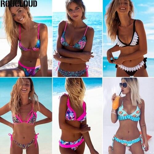 Bikini 2021 Print Swimwear Women Bikini Set Beach Bathing Suit Cross Bandage Swimsuit Brazilian Biquini Maillot de bain femme