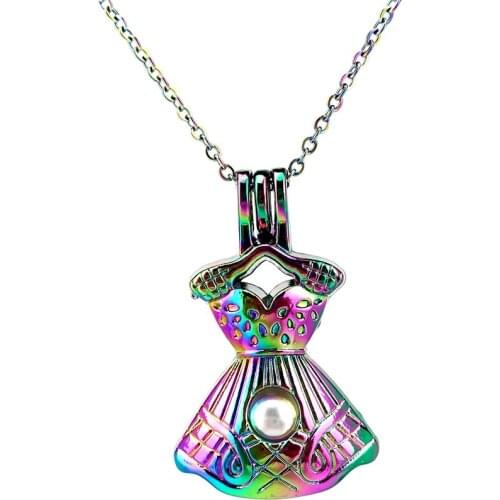 C881 COLORS Dresses Beauty Girl Cage Necklace Pendant Aroma Essential Oil Diffuser Locket Necklace