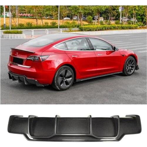 Real Carbon fiber Rear Trunk Diffuser Bumper Lip Spoiler Cover For Tesla Model 3 2016 2017 2018 2019