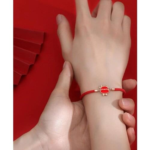 Women Bracelet Cattle Design Adjustable Red Rope Braided Bangle Lucky Jewelry Gift for Party
