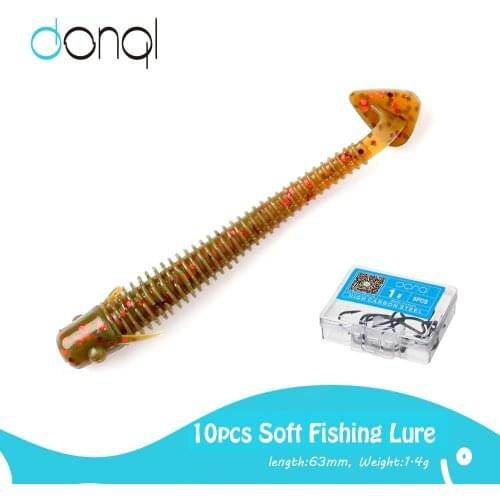 DONQL 10Pcs Soft Lures Silicone Bait 1.4g 63mm Worms Jigging Artificial Swimbaits Fishy Smell Wobblers Shiner Carp Fishing Lures