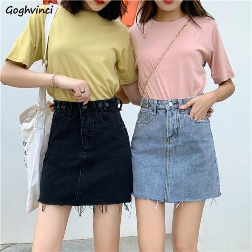 Denim Skirt Women Summer New Solid Fashion Mini Plus Size Korean Style All-match High Waist Streetwear A-line Casual Female Jupe