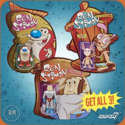 Super7 The Ren & Stimpy Show Powdered Toast Man Hang card Toy Action Figures Toys For Children Gift