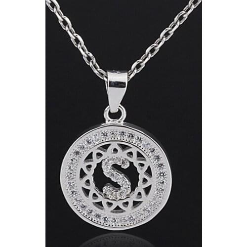 Hot Sale Zircon Letter SivePendant Necklace, 925 Sterling Silver Charm CZ Clavicle Women Girls Necklace for Gifts
