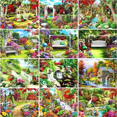 HUACAN Paint By Number Garden Drawing On Canvas Hand Painted Painting Art Gift DIY Pictures By Numbers Flowers Kits Home Decor