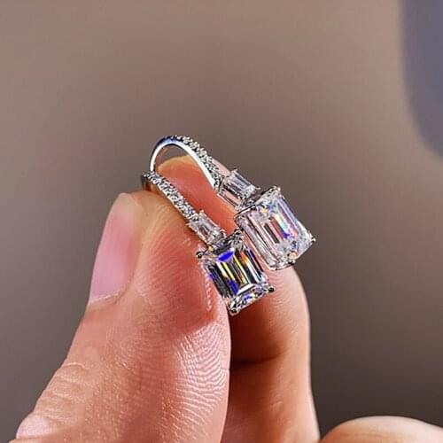 Huitan Fashion Geometric Cubic Zirconia Drop Earrings for Women Simple Stylish Wedding Earrings Party Jewelry 2021 Drop Shipping