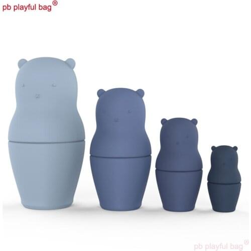 PB Playful Bag Russian Nesting Dolls Silicone Cute Bear Animal Shape Baby educational toys Montessori Gift Home Decor HG167