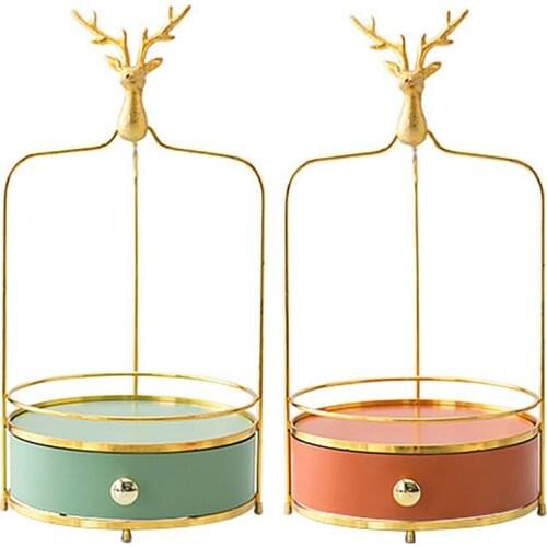 HOT-Metal Makeup Organizer Bathroom Shelf Desktop Cosmetics Storage Box Dressing Table Organizer Box Toilet Finishing Rack