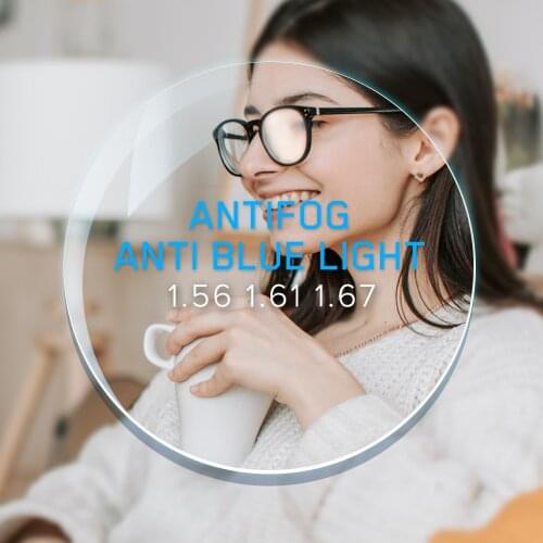 Antifog Anti Blue Light Rays Prescription Lens Hyperopia CR-39 Resin 1.56 1.61 1.67 Aspheric Lens Optical Myopia Glasses Lenses