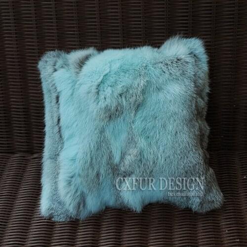 FREE SHIPPING CX-D-17 Home Decor No Filling Cheap Patchwork Genuine Rabbit Fur Cushion Cover