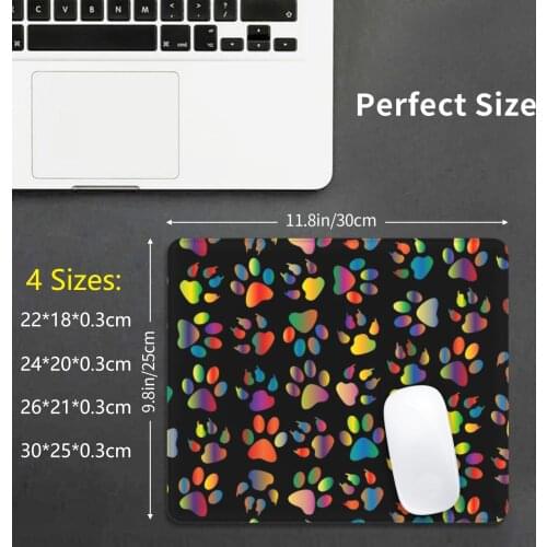 Neon Pawprint On Black Mouse Pad 1691 Pet Animal Dog Cat Paw Kitten Puppy Puppies Rescue Foster