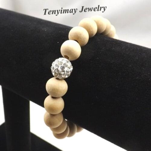 Wholesale 20pcs/lot White Crystal Bracelet Original Wooden Bracelet For Women Free Shipping