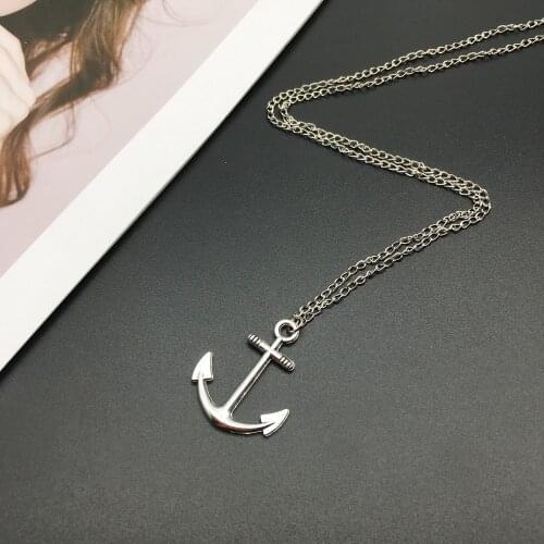 Anti silver color Anchor Pendant necklace