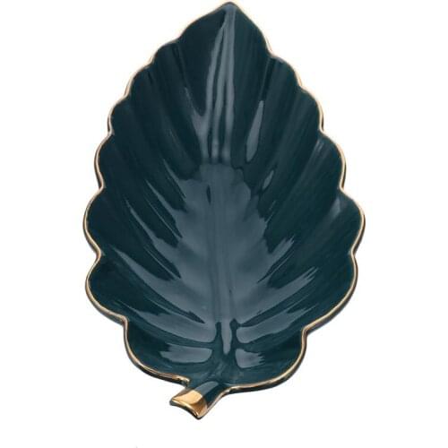 Jewelry Dish Nordic Style Durable Ceramic Ceramic Leaf Trays Jewelry Storage Plate Ceramic Tray for Home Decor