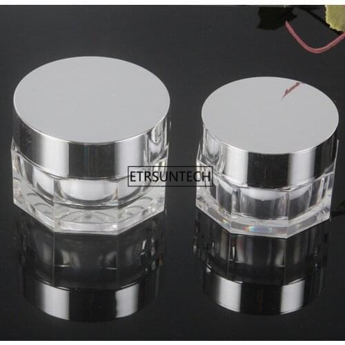 50pcs 15g 30g Empty Acrylic Bottle Cosmetics Cream Packing Jar Top Grade Sample Box Nail Beauty Glitter Package Container F3605