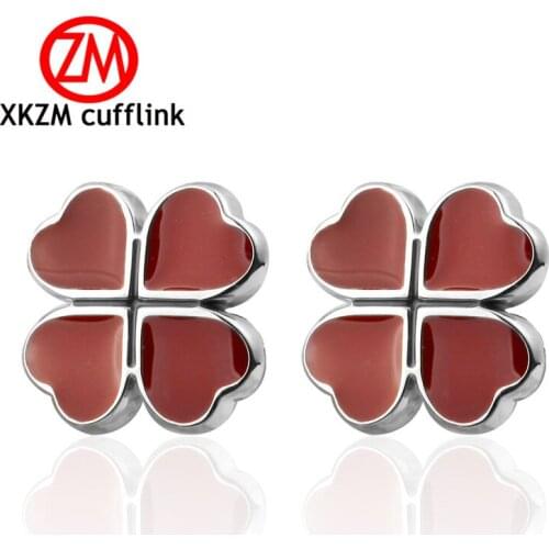 Luxury Men Red clover Cufflinks High Quality Lawyer Groom Wedding Cufflinks For Mens Shirt Cuff Links French Jewelry