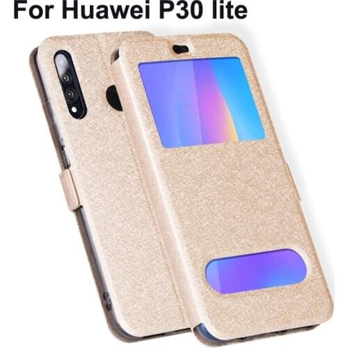 Luxury Front Window Leather Filp Case For Huawei P30 lite 6.15" phone cover For Huawei P30lite back cases P 30 lite fundas coque