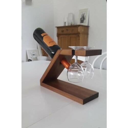 Handmade Natural Wood Solid Wood Tumbled Bar Wine Rack Double Goblet Single Bottle Capacity