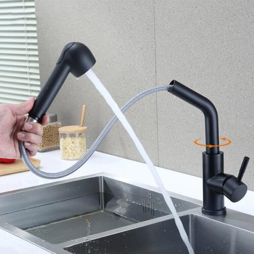 Kitchen Faucet Single Hole Pull Out Spout Kitchen Sink Mixer Tap Stream Sprayer Head Black Hot And Cold Water Mixer Tap For Sink