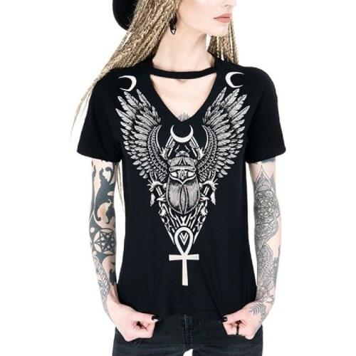 Graphic T Shirts Gothic Tee Women Summer 2021 Fashion Wing Graphic Tees Women Streetwear Top Mujer Camisetas Kawaii Clothes