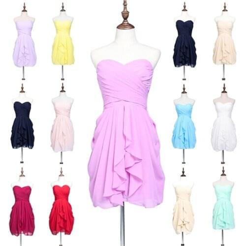 Vestidos de Renda Cheap Homecoming Dresses Short Strapless Ruched Formal Party Dress A Line vestido de festa Bridesmaid Dresses