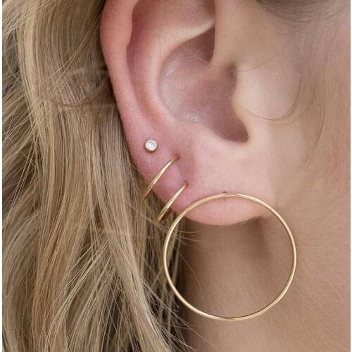 Miss JQ New Design Simple Personality Round Circle Stud Earrings Piercing Ear Stud Set for Women Party or Daily Accessories